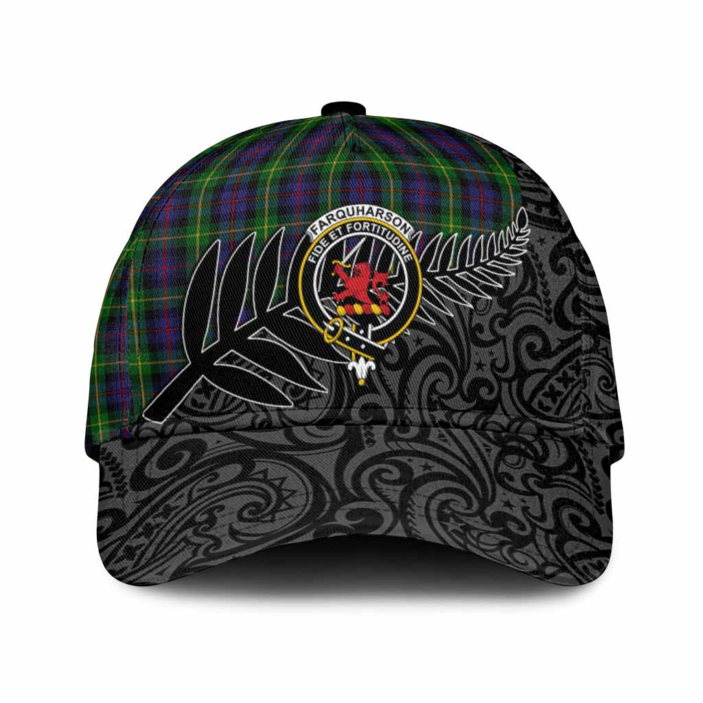 Farquharson Crest Tartan Classic Cap with New Zealand Silver Fern Half Style