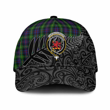 Farquharson Crest Tartan Classic Cap with New Zealand Silver Fern Half Style