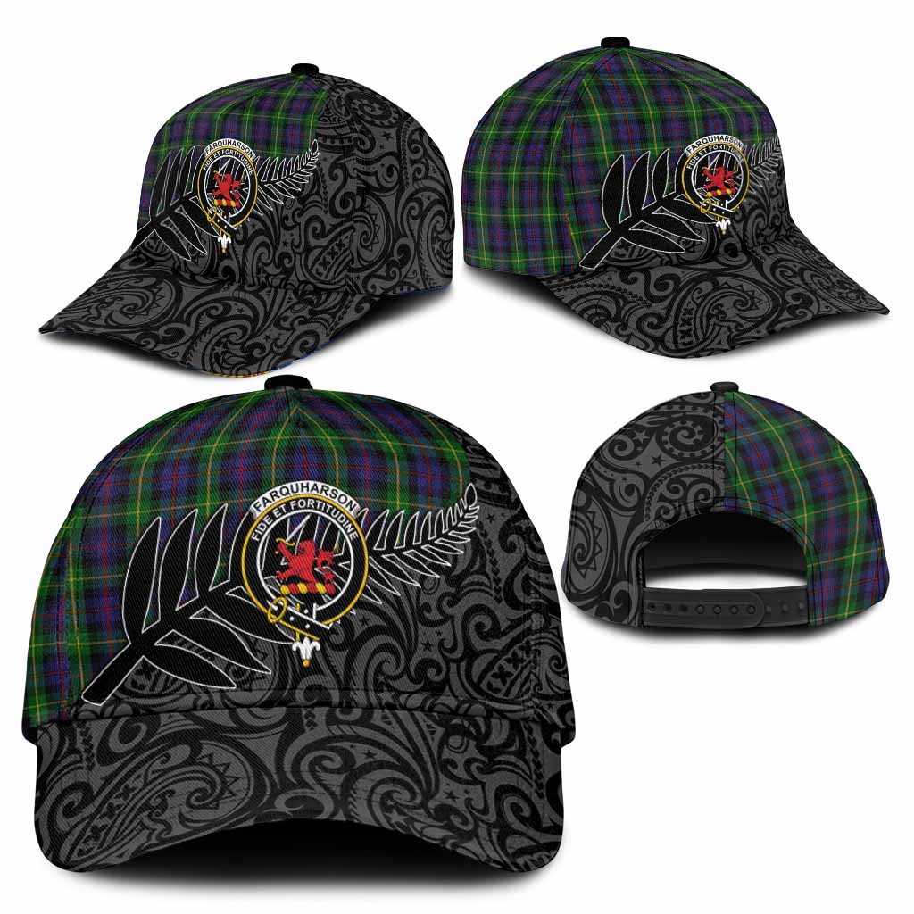 Farquharson Crest Tartan Classic Cap with New Zealand Silver Fern Half Style