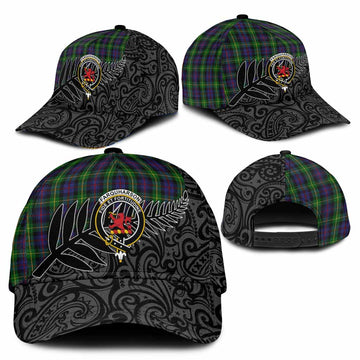 Farquharson Crest Tartan Classic Cap with New Zealand Silver Fern Half Style