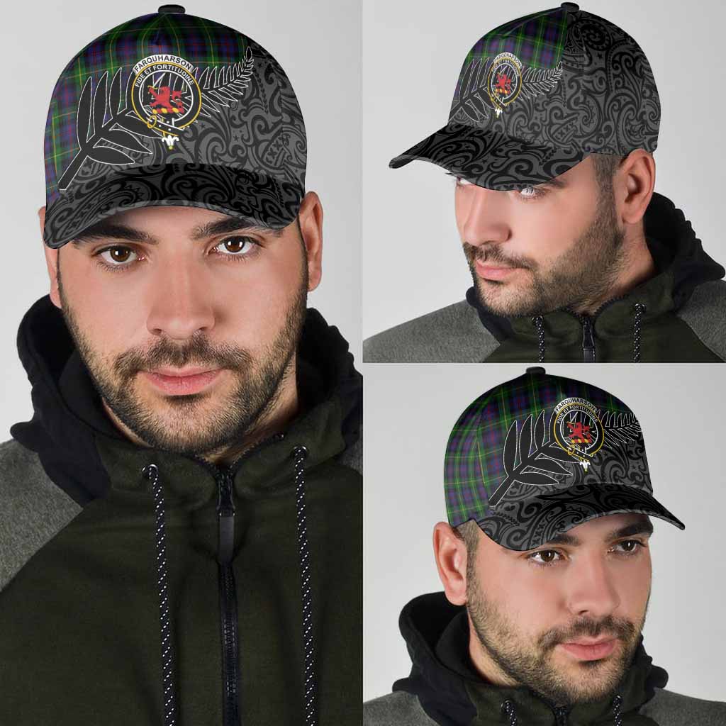 Farquharson Crest Tartan Classic Cap with New Zealand Silver Fern Half Style