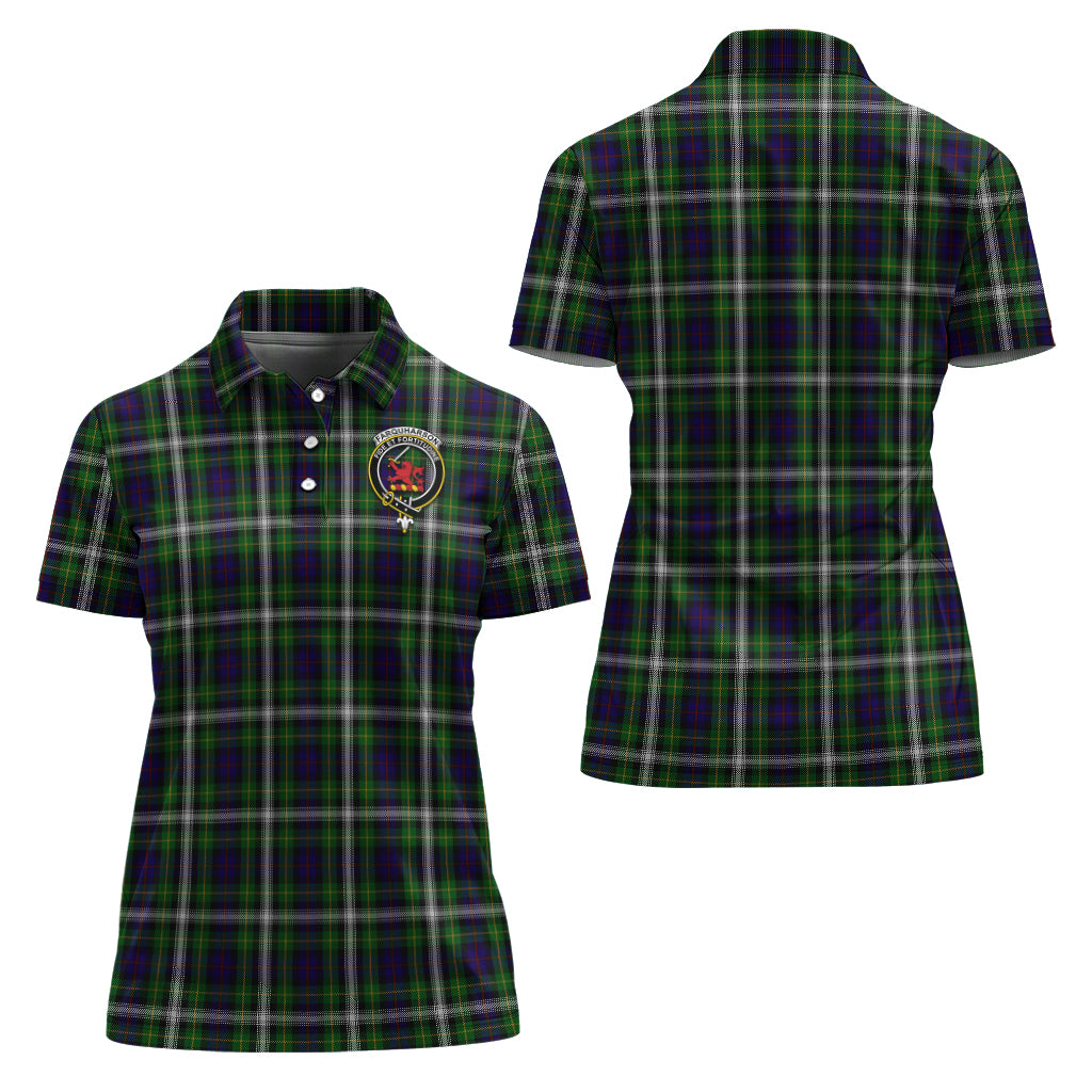farquharson-dress-tartan-polo-shirt-with-family-crest-for-women