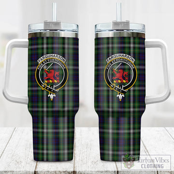Farquharson Dress Tartan and Family Crest Tumbler with Handle