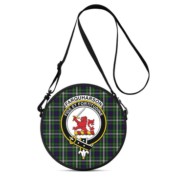 Farquharson Dress Tartan Round Satchel Bags with Family Crest