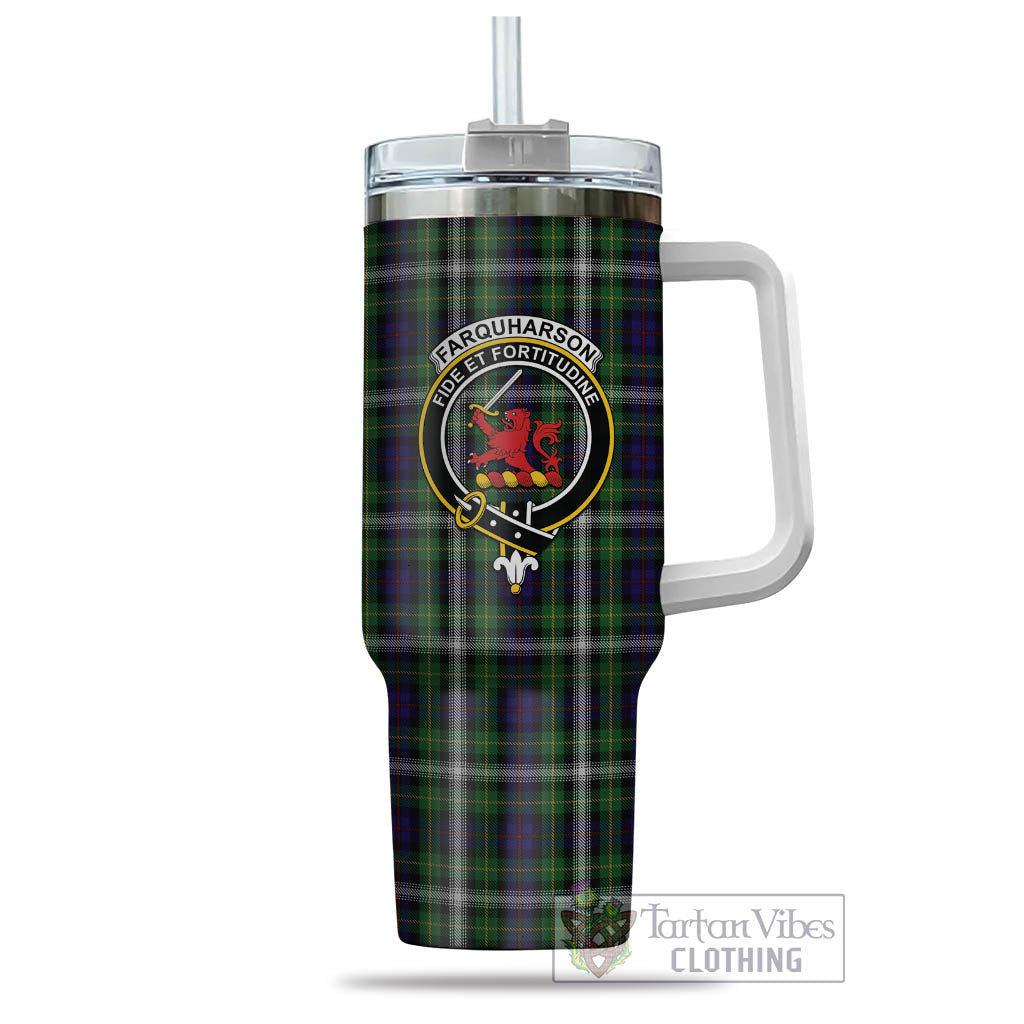 Tartan Vibes Clothing Farquharson Dress Tartan and Family Crest Tumbler with Handle
