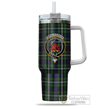 Farquharson Dress Tartan and Family Crest Tumbler with Handle