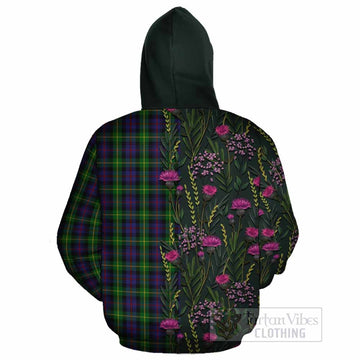 Farquharson Family Crest Tartan Cotton Hoodie Scottish Thistle Flower Pattern Half Style