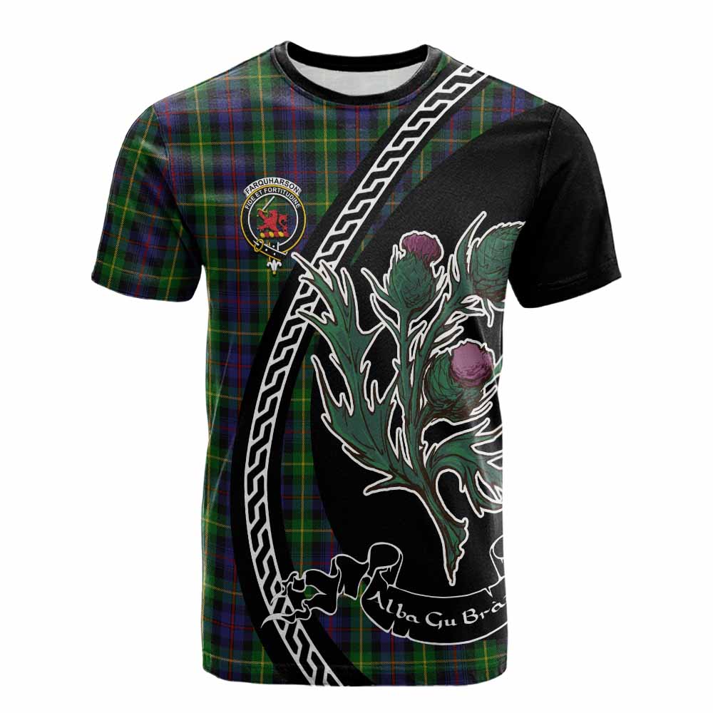 Farquharson Family Crest Tartan Cotton T-shirt Alba Thistle Inspired - Tartan Vibes Clothing