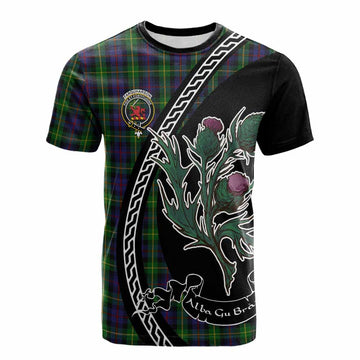 Farquharson Family Crest Tartan Cotton T-shirt Alba Thistle Inspired