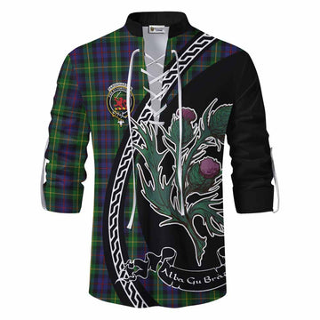 Farquharson Family Crest Tartan Ghillie Shirt Alba Thistle Inspired