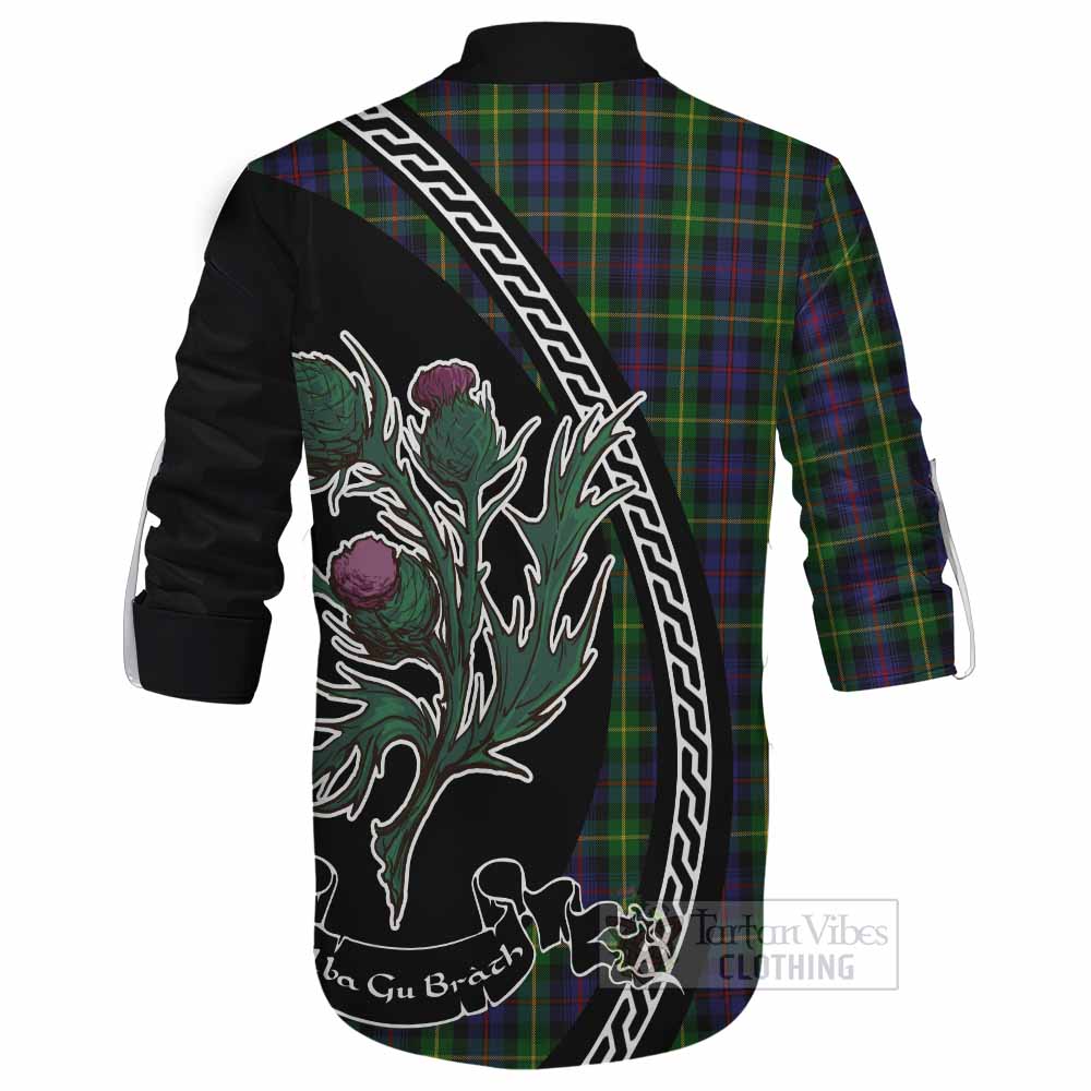 Farquharson Family Crest Tartan Ghillie Shirt Alba Thistle Inspired - Tartan Vibes Clothing