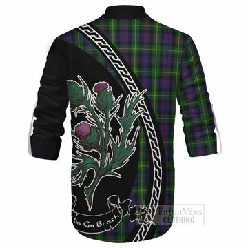 Farquharson Family Crest Tartan Ghillie Shirt Alba Thistle Inspired