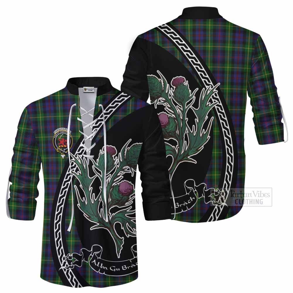 Farquharson Family Crest Tartan Ghillie Shirt Alba Thistle Inspired - Tartan Vibes Clothing