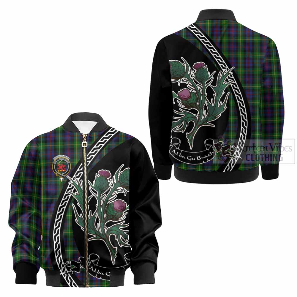Farquharson Family Crest Tartan Kid Bomber Jacket Alba Thistle Inspired - Tartan Vibes Clothing