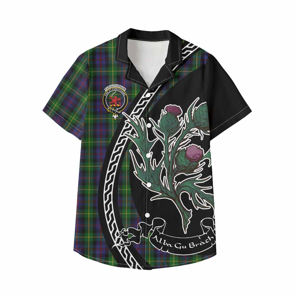 Farquharson Family Crest Tartan Kid Hawaiian Shirt Alba Thistle Inspired - Tartan Vibes Clothing
