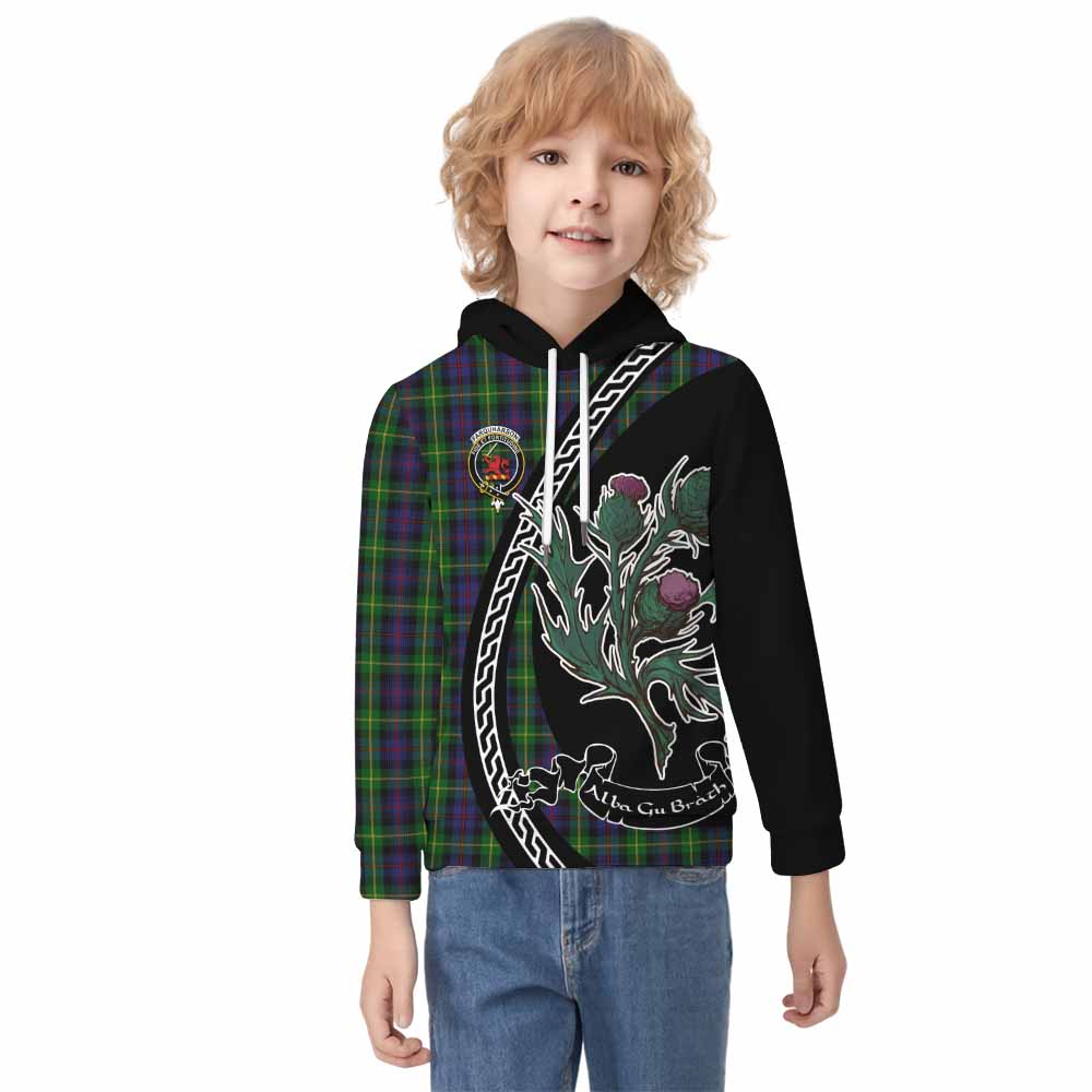 Farquharson Family Crest Tartan Kid Hoodie Alba Thistle Inspired - Tartan Vibes Clothing