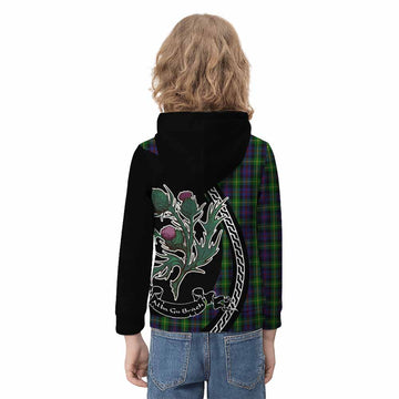 Farquharson Family Crest Tartan Kid Hoodie Alba Thistle Inspired