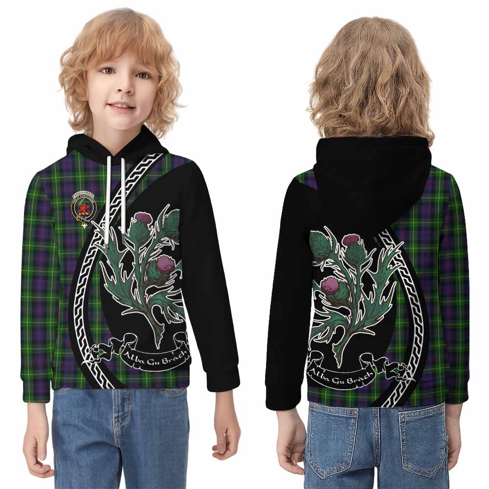 Farquharson Family Crest Tartan Kid Hoodie Alba Thistle Inspired - Tartan Vibes Clothing
