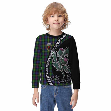 Farquharson Family Crest Tartan Kid Knitted Sweatshirt Alba Thistle Inspired