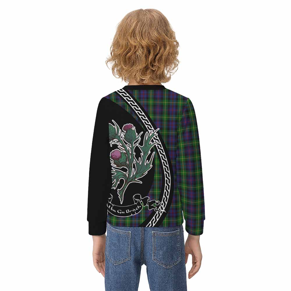 Farquharson Family Crest Tartan Kid Knitted Sweatshirt Alba Thistle Inspired - Tartan Vibes Clothing