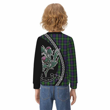 Farquharson Family Crest Tartan Kid Knitted Sweatshirt Alba Thistle Inspired