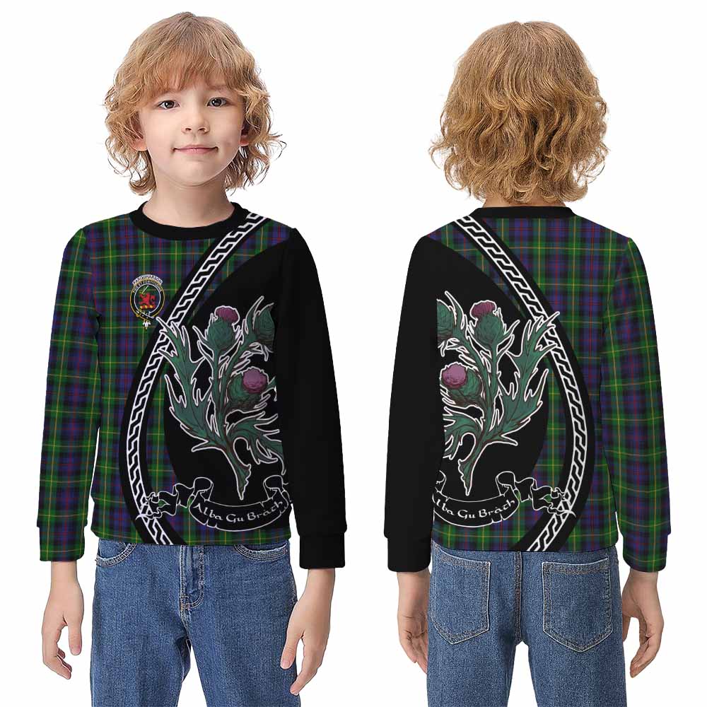 Farquharson Family Crest Tartan Kid Knitted Sweatshirt Alba Thistle Inspired - Tartan Vibes Clothing