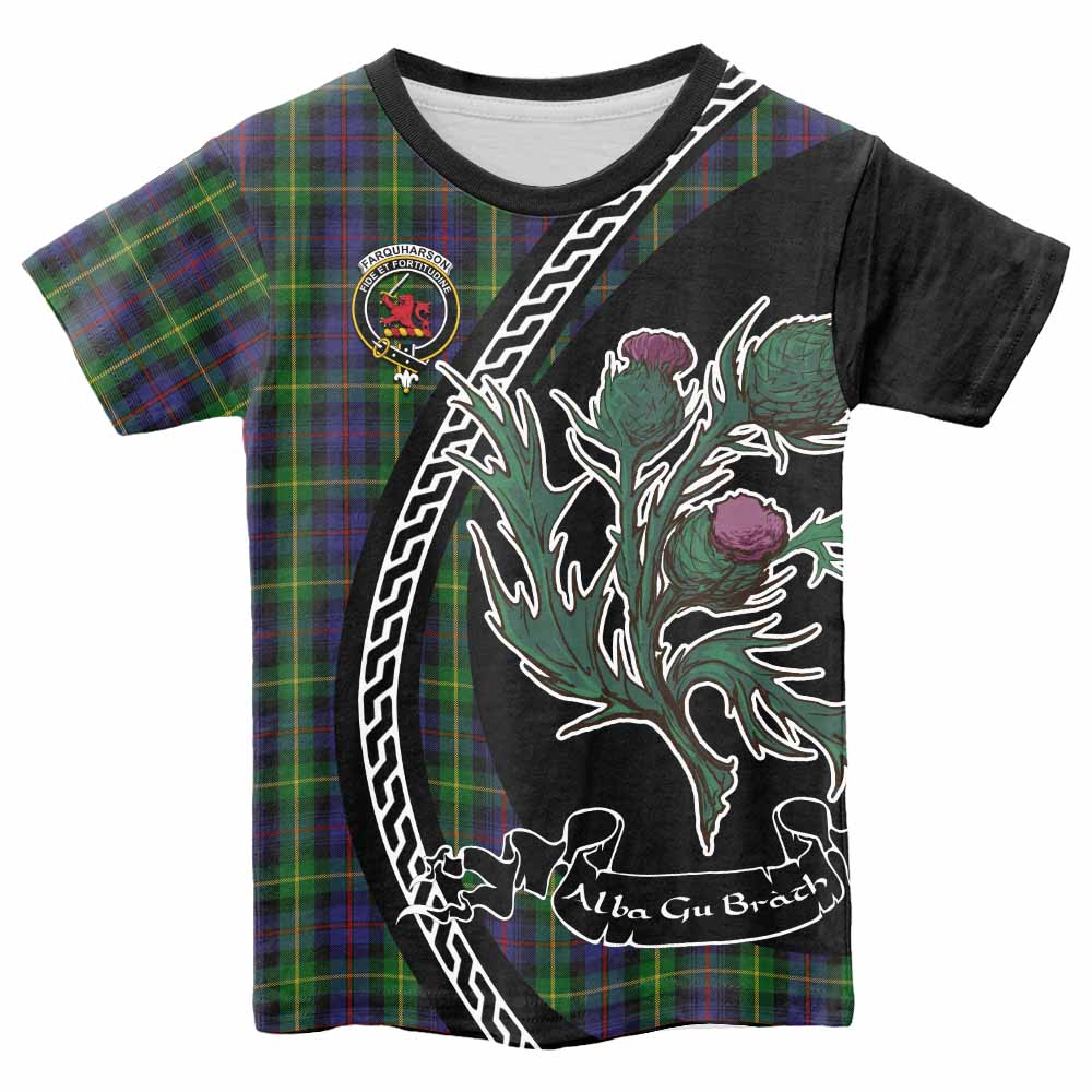 Farquharson Family Crest Tartan Kid T-shirt Alba Thistle Inspired - Tartan Vibes Clothing