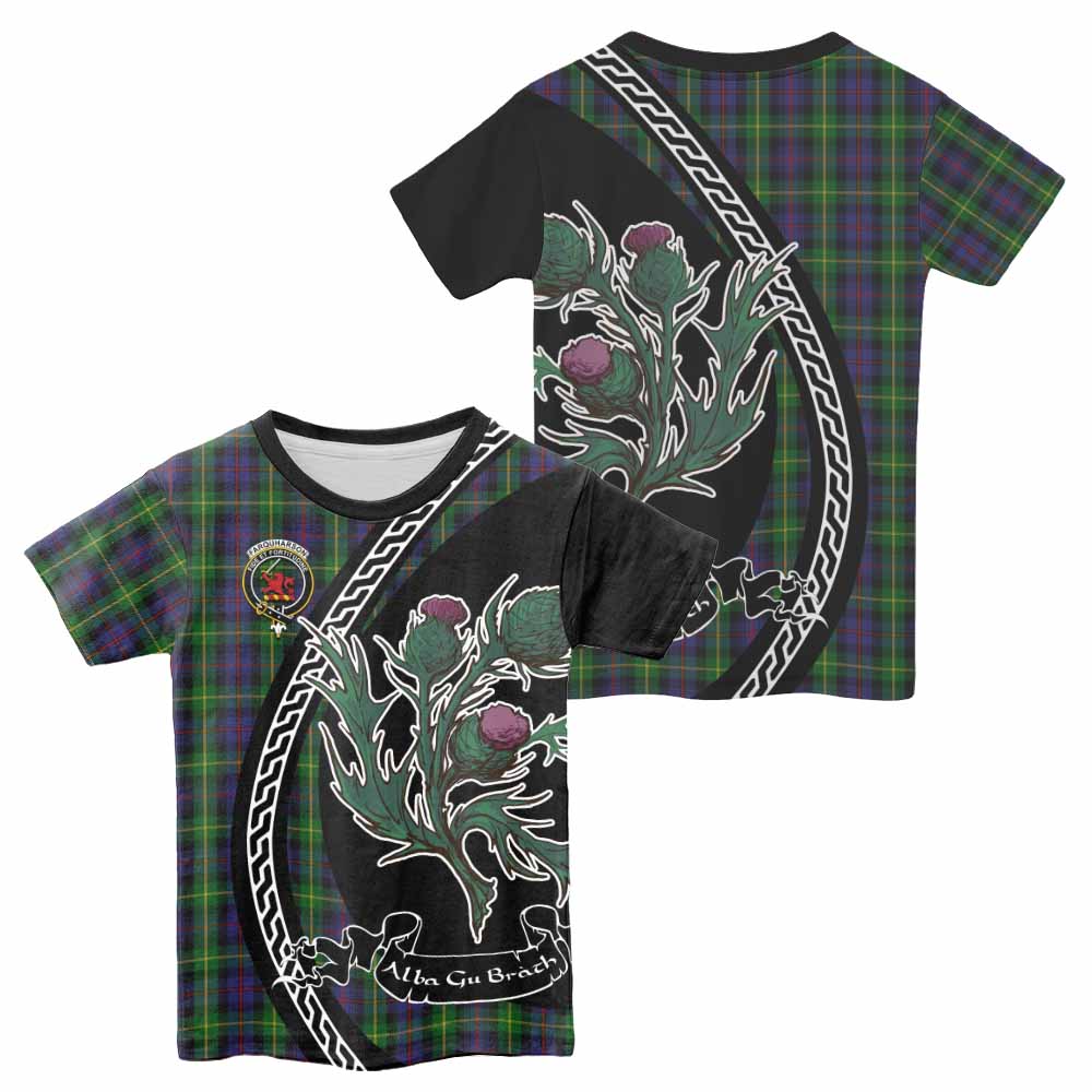 Farquharson Family Crest Tartan Kid T-shirt Alba Thistle Inspired - Tartan Vibes Clothing