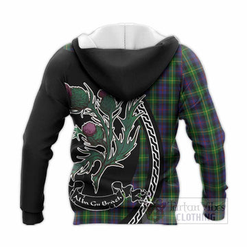 Farquharson Family Crest Tartan Knitted Hoodie Alba Thistle Inspired