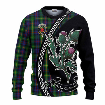 Farquharson Family Crest Tartan Knitted Sweater Alba Thistle Inspired