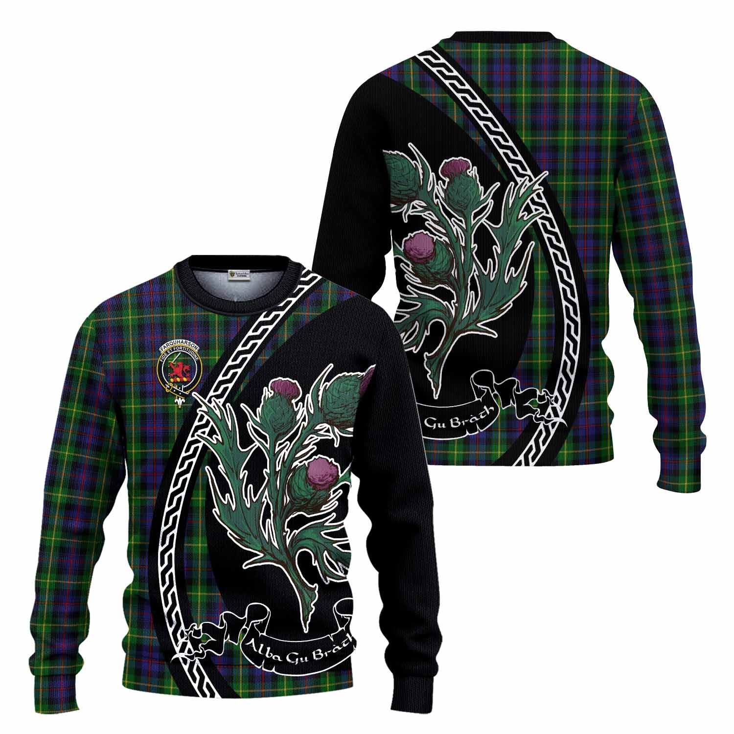 Farquharson Family Crest Tartan Knitted Sweater Alba Thistle Inspired - Tartan Vibes Clothing