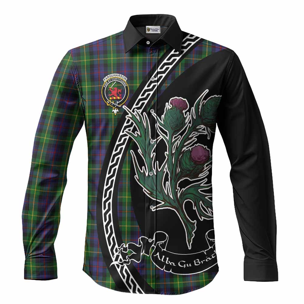 Farquharson Family Crest Tartan Long Sleeve Button Shirts Alba Thistle Inspired - Tartan Vibes Clothing