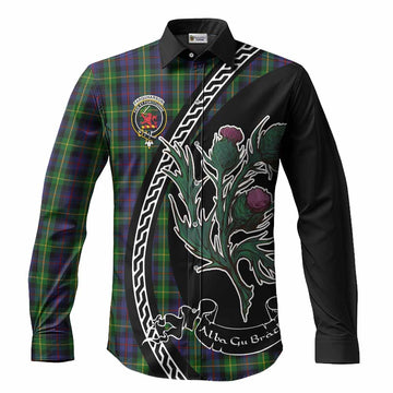 Farquharson Family Crest Tartan Long Sleeve Button Shirts Alba Thistle Inspired