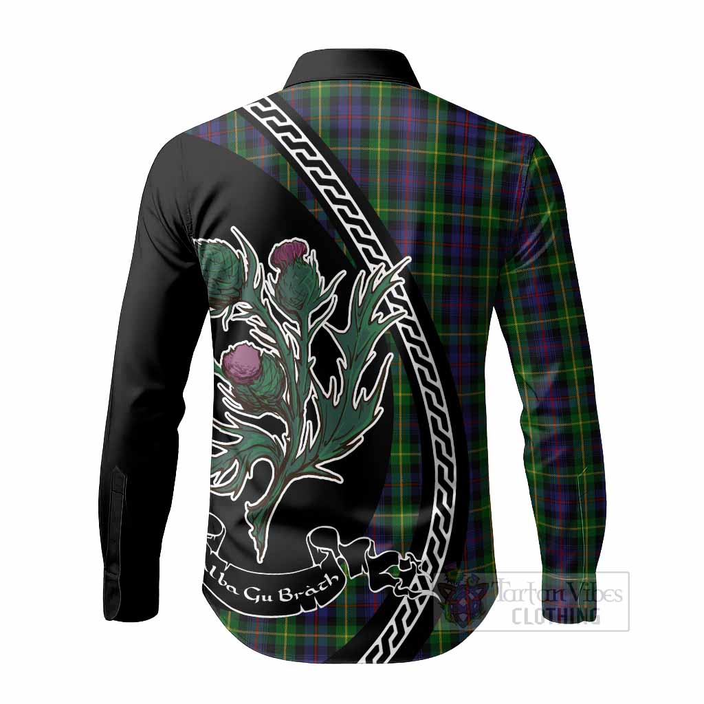 Farquharson Family Crest Tartan Long Sleeve Button Shirts Alba Thistle Inspired - Tartan Vibes Clothing