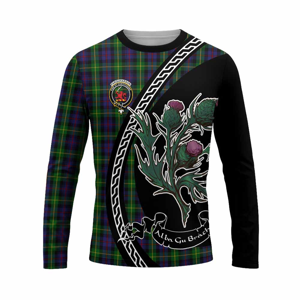Farquharson Family Crest Tartan Long Sleeve T-Shirt Alba Thistle Inspired - Tartan Vibes Clothing