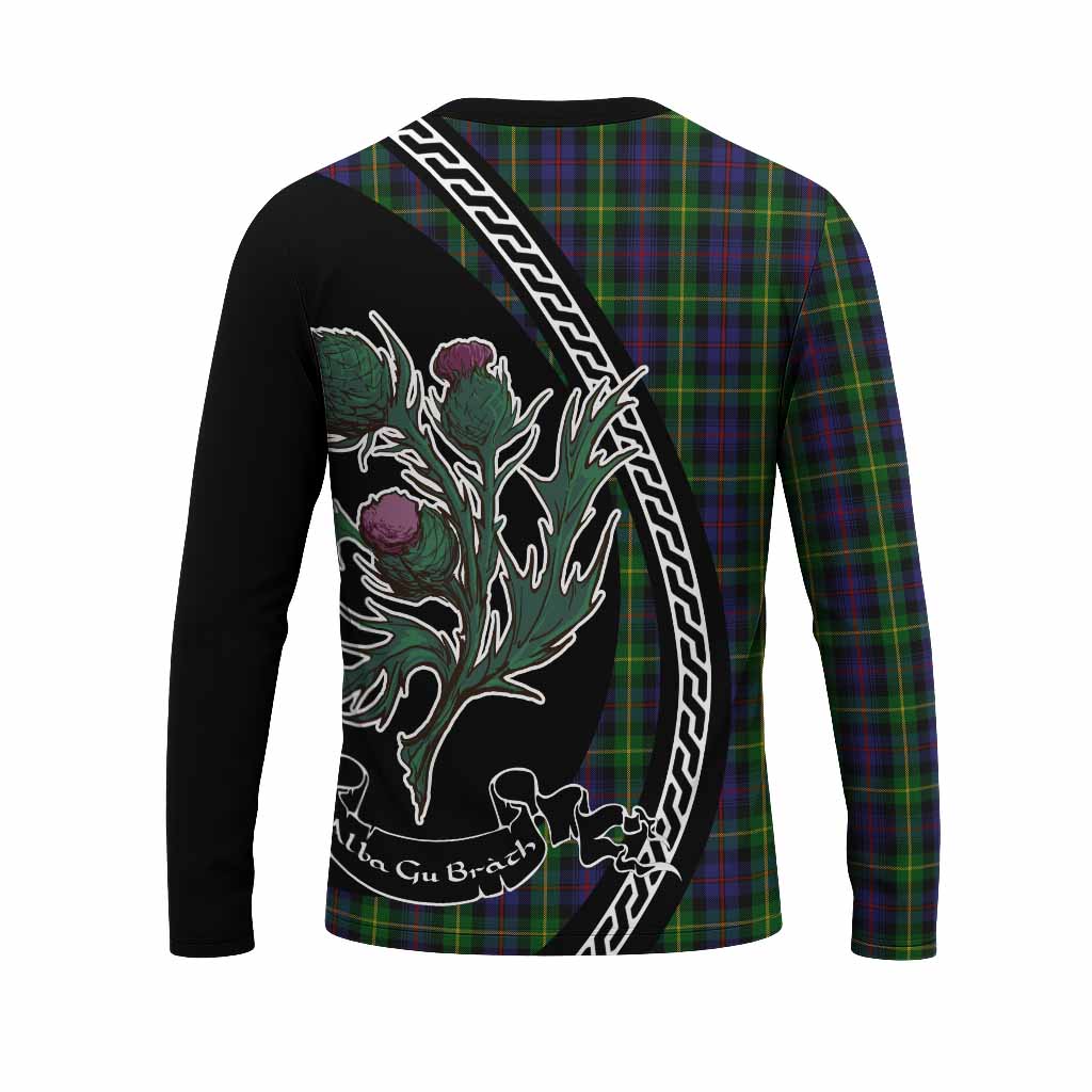 Farquharson Family Crest Tartan Long Sleeve T-Shirt Alba Thistle Inspired - Tartan Vibes Clothing