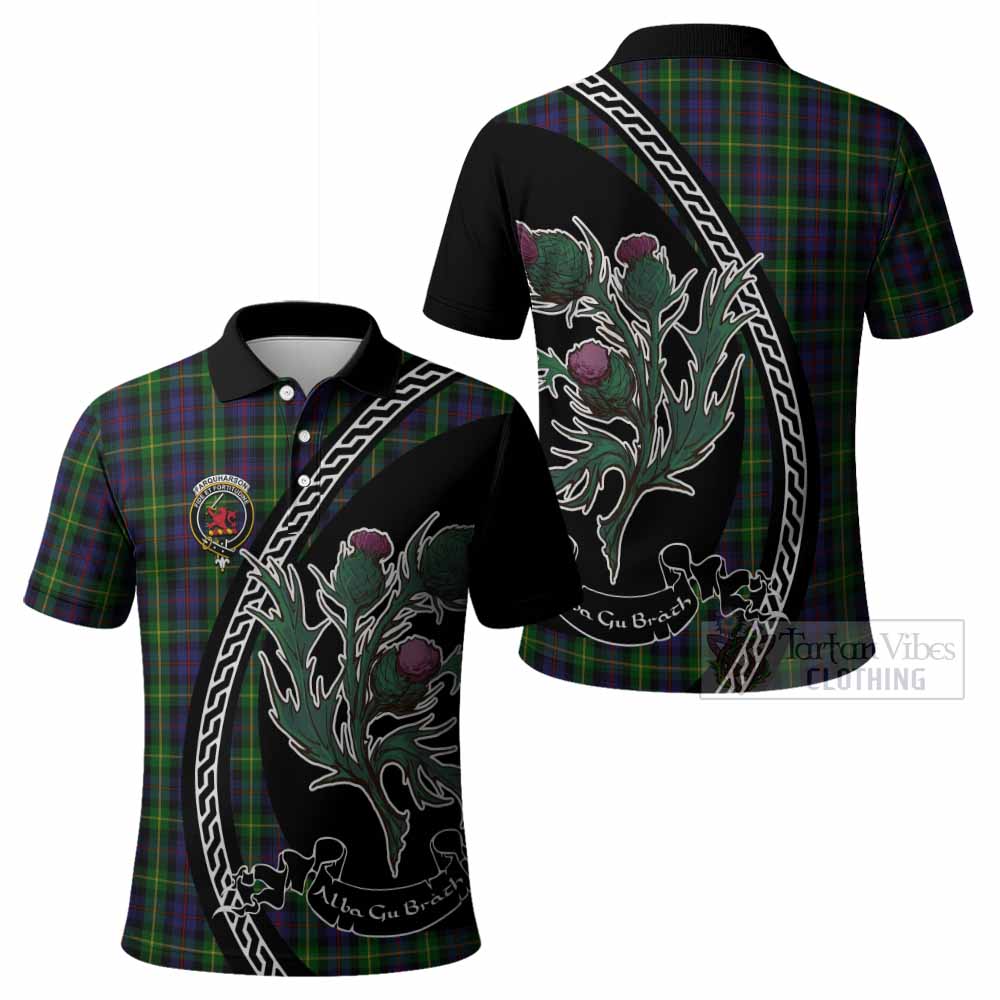 Farquharson Family Crest Tartan Polo Shirt Alba Thistle Inspired - Tartan Vibes Clothing