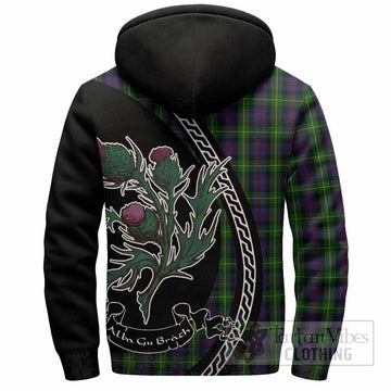 Farquharson Family Crest Tartan Sherpa Hoodie Alba Thistle Inspired