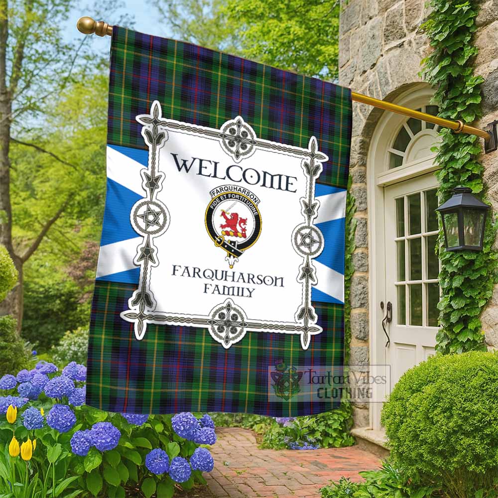Farquharson Family Crest Tartan Welcome Garden Flag Saltire Harmony Style - Tartan Vibes Clothing