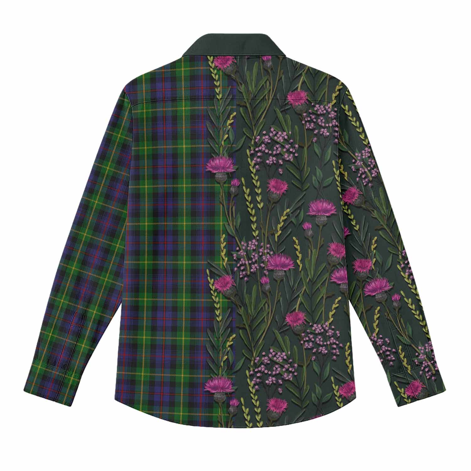 Farquharson Family Crest Tartan Women Casual Shirt Scottish Thistle Flower Pattern Half Style - Tartan Vibes Clothing