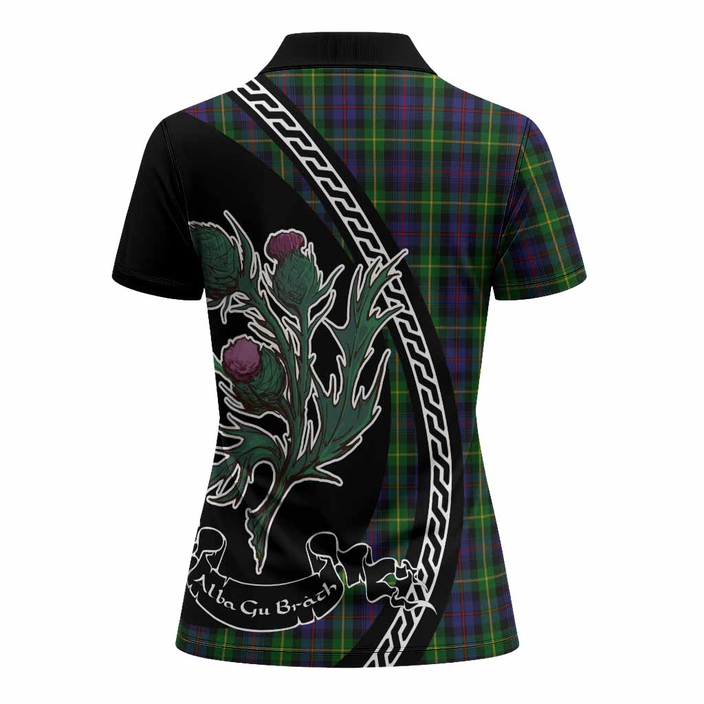Farquharson Family Crest Tartan Women Polo Shirt Alba Thistle Inspired - Tartan Vibes Clothing