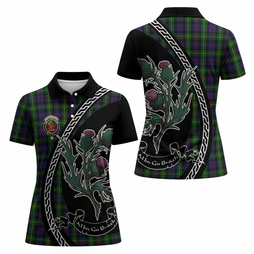 Farquharson Family Crest Tartan Women Polo Shirt Alba Thistle Inspired - Tartan Vibes Clothing