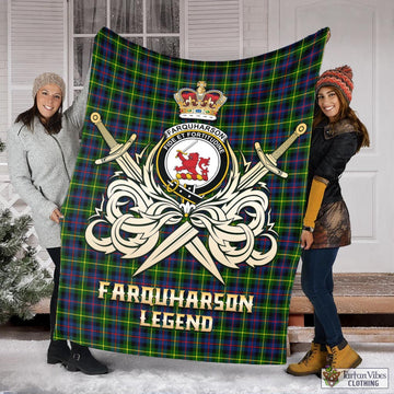 Farquharson Modern Tartan Blanket with Clan Crest and the Golden Sword of Courageous Legacy