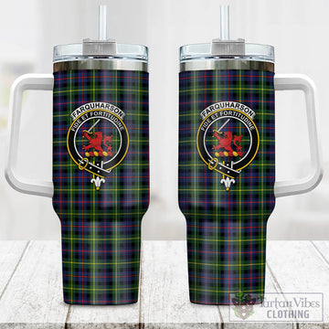 Farquharson Modern Tartan and Family Crest Tumbler with Handle