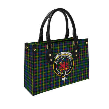Farquharson Modern Tartan Leather Bag with Family Crest
