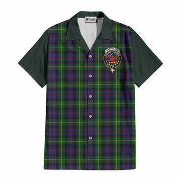 Farquharson Tartan Accent Cotton Hawaiian Shirt with Family Crest