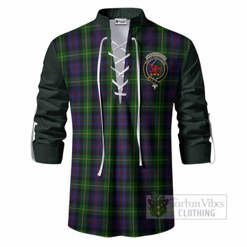 Farquharson Tartan Accent Ghillie Shirt with Family Crest