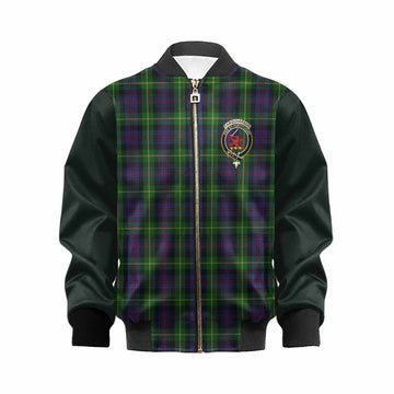 Farquharson Tartan Accent Kid Bomber Jacket with Family Crest