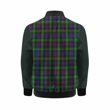 Farquharson Tartan Accent Kid Bomber Jacket with Family Crest