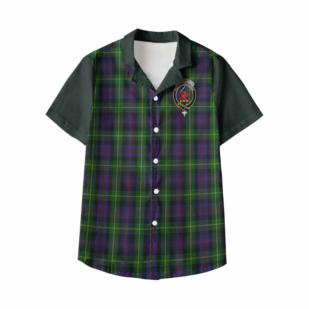 Farquharson Tartan Accent Kid Hawaiian Shirt with Family Crest